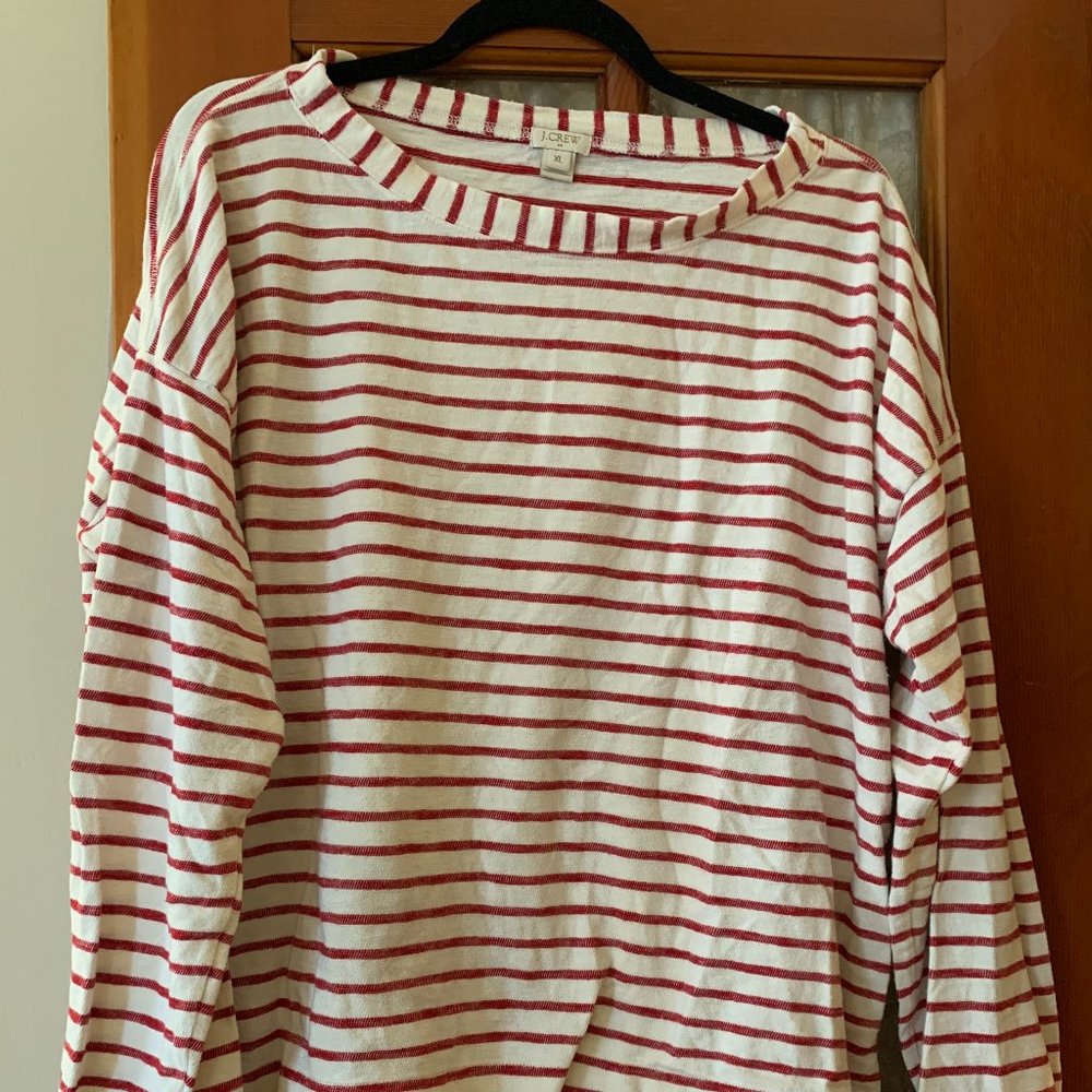 Comfy J Crew Red-Striped Sailor Sweatshirt